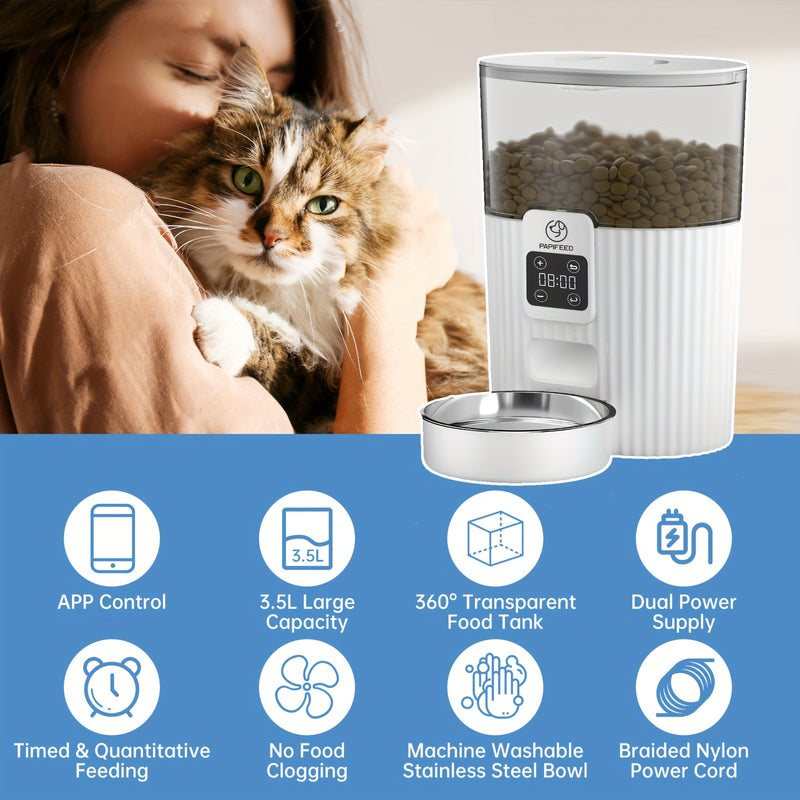 PAPIFEED automatic cat feeder, designated dog feeder, cat food and dog food wifi remote intelligent cat and pet feeding machine