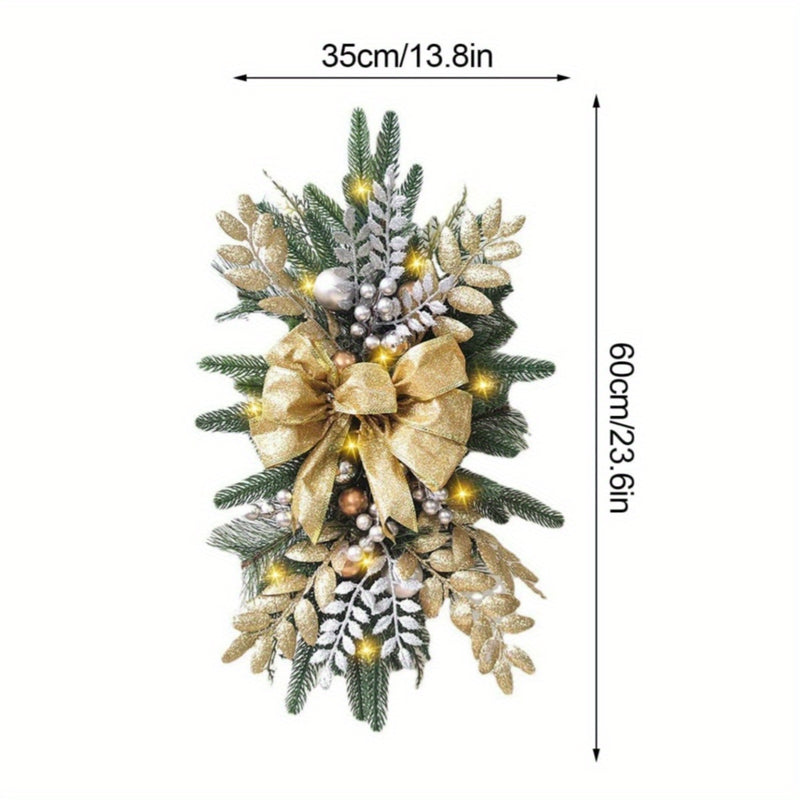 3Pcs 23.6inch Christmas Swags Christmas Wreath With Berries Artificial Christmas Swags Stair Decoration, Suitable For Indoor And Outdoor, Kitchen, Shops, Gardens, Fireplaces, Window Sills, Christmas Parties