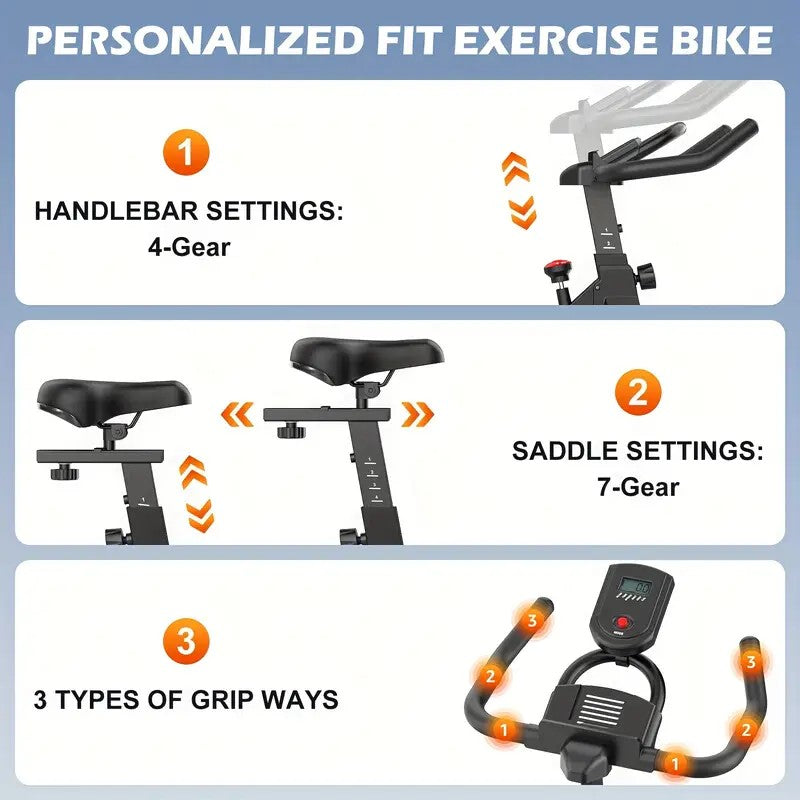 Achieve Fitness Goals at Home with the Perfect Stationary Exercise Bike, Stationary Bikes for Home, Exercise Bike LCD Monitor Pad Water bottle Holder Silent Smooth Easy to Assemble Move Compact Spin Bike Cardio Workout for Home Gym