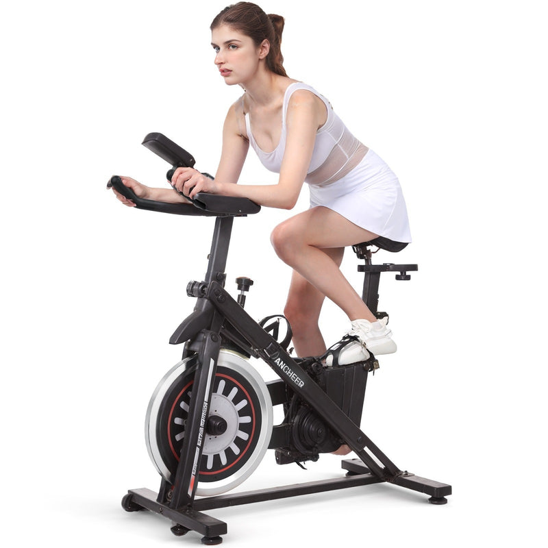 Achieve Fitness Goals at Home with the Perfect Stationary Exercise Bike, Stationary Bikes for Home, Exercise Bike LCD Monitor Pad Water bottle Holder Silent Smooth Easy to Assemble Move Compact Spin Bike Cardio Workout for Home Gym