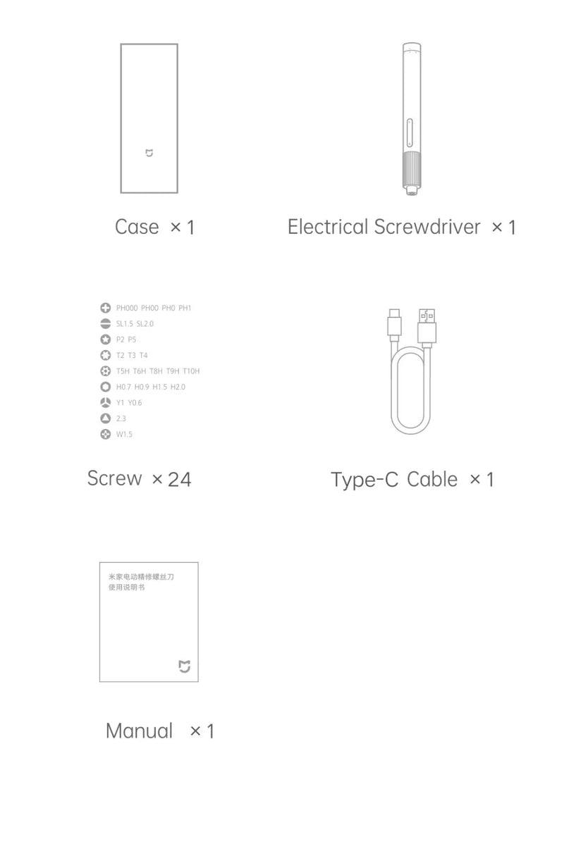 2022 New Xiaomi Mijia Electrical Precision Screwdriver Kit Type-C Rechargeable 2 Gear Torque 400+ Screw S2 Steel Precision Bit