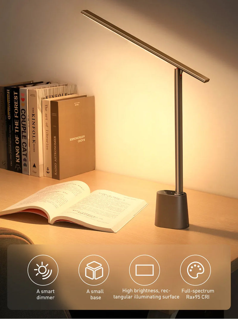 Baseus LED Desk Lamp Eye Protect Study Dimmable Office Light Foldable Table Lamp Smart Adaptive Brightness Bedside Lamp For Read