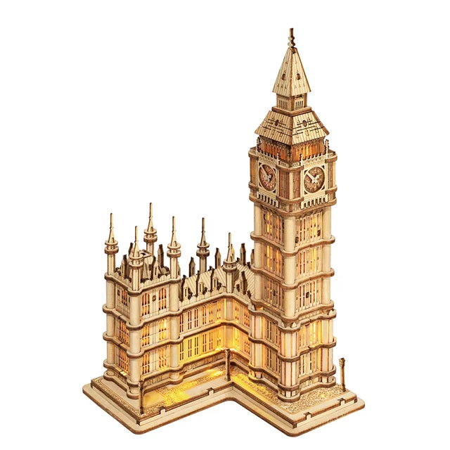 Robotime Wooden Puzzle Game DIY 3D Tower Bridge,Big Ben,Famous Building Assembly Toy Gift for Children Teen Adult