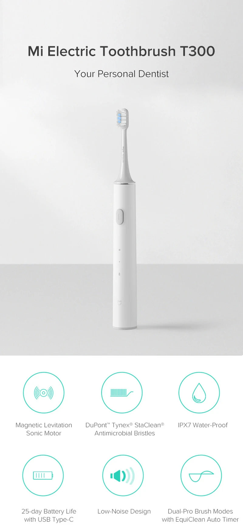 XIAOMI MIJIA T300 Electric Toothbrush  IPX7 Waterproof Smart Sonic Brush Ultrasonic Whitening Teeth Tooth Brush For Toothbrushes