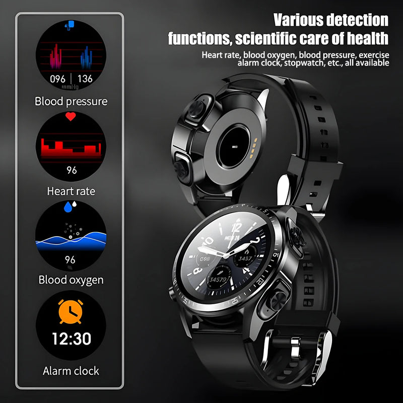 TWS Bluetooth Headset Watch 2-in-1 Wireless Dual Headphone Connection Mobile Fitness Sports Smart Watch Health Monitor