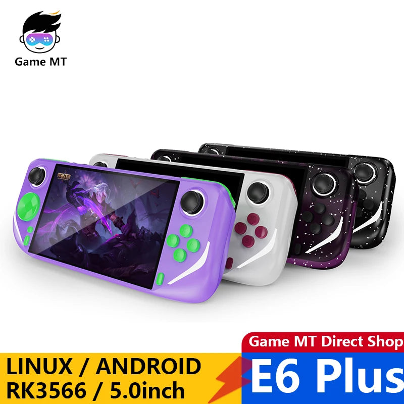 E6 Plus Handheld Game Console RK3566 TV Connect LINUX 5.0 INCH Touch Screen Android Dual System Support Wifi  PSP/PS1