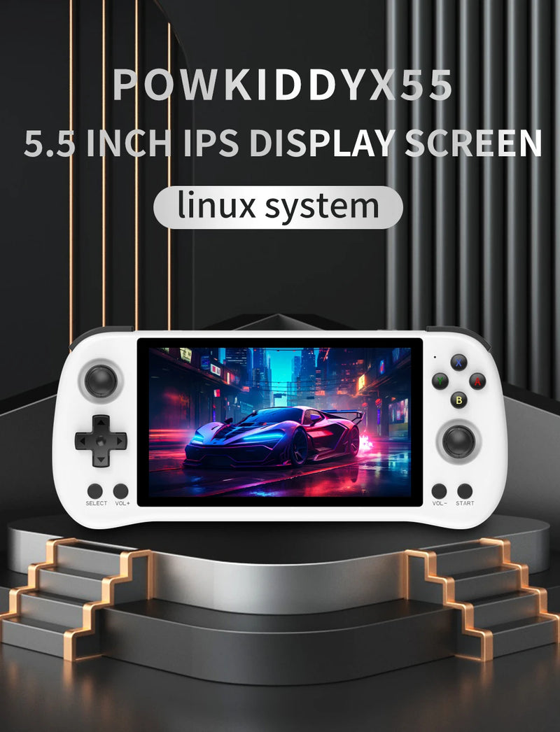 POWKIDDY X55 Retro Opendinglinux Video Handheld Game Console 5.5 Inch 1280*720 HD IPS Screen Rk3566 Jelos Syst Children's gifts