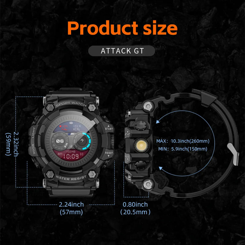 Upgrade Your Fitness with the LOKMAT ATTACK-GT Rugged Smartwatch, LOKMAT ATTACK-GT Upgrade Sport Smart Watch Waterproof Bluetooth Calls Rugged Smartwatches Flashlight Fitness Tracker for Phone