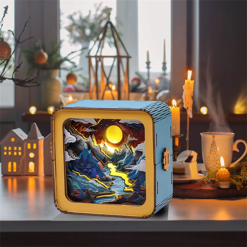 3D Puzzle Nightlight 3D Wooden Puzzles For Adults DIY Crafts For Adults Christmas Decorations/Gifts For Family And Friends