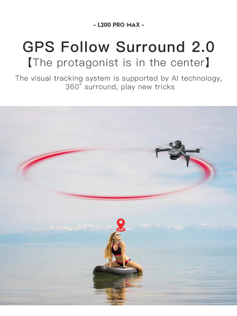 L200 PRO MAX Drone 4K Professional EIS 2-Axis Gimbal GPS Dron 360° Obstacle Avoidance Brushless Motor FPV RC Quadcopter Toy Gift