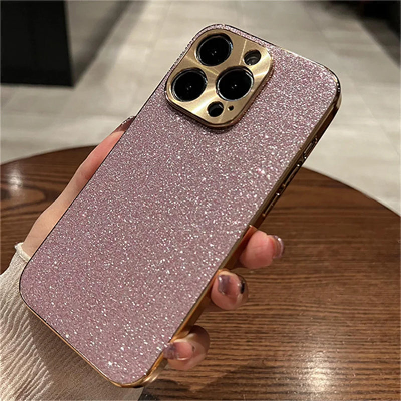 Luxury Glitter Bling Star Diamond Phone Case For iPhone 15 14 13 12 Pro Max Electroplated Shiny Camera Soft Silicone Back Cover