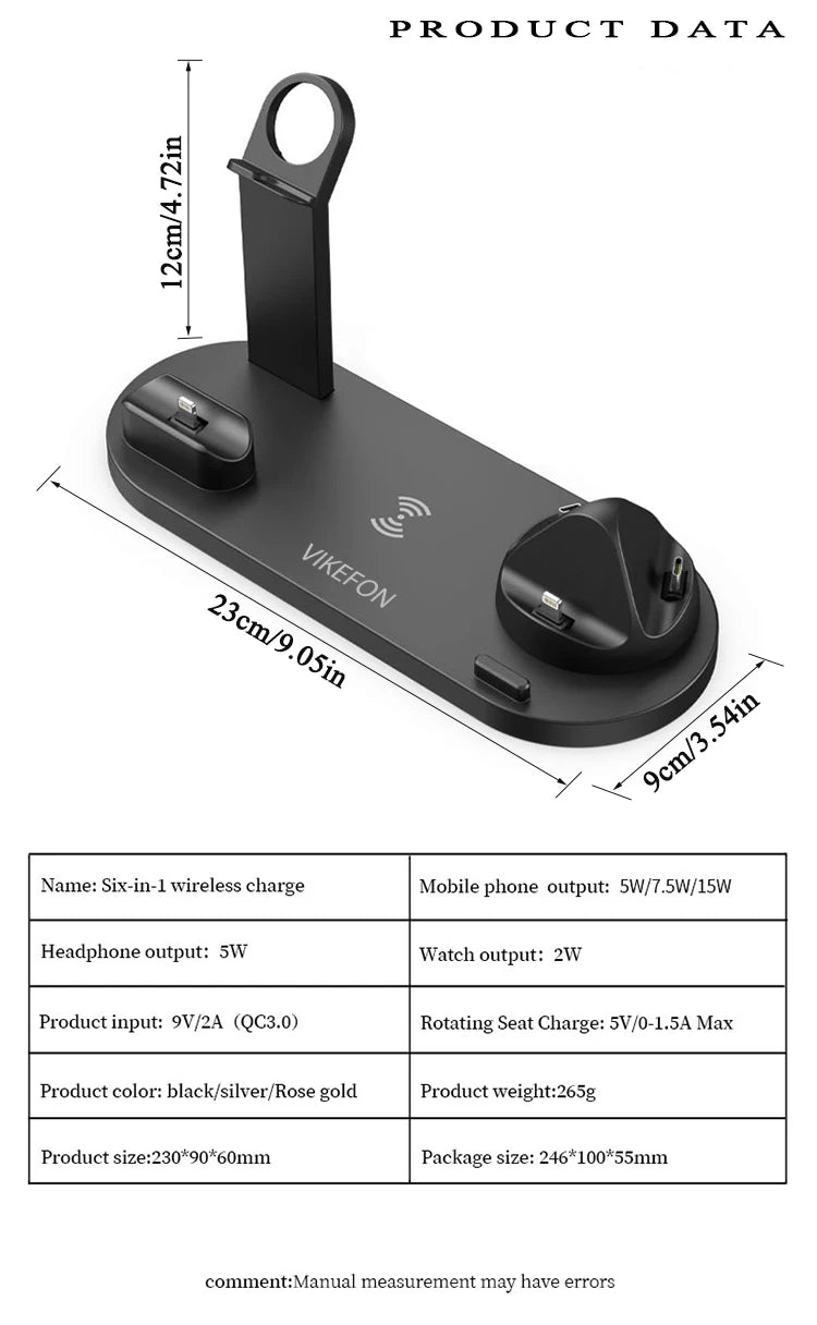 30W 7 in 1 Wireless Charger Stand Pad For iPhone 14 13 12 Pro Max Apple Watch Airpods Pro iWatch 8 7 Fast Charging Dock Station