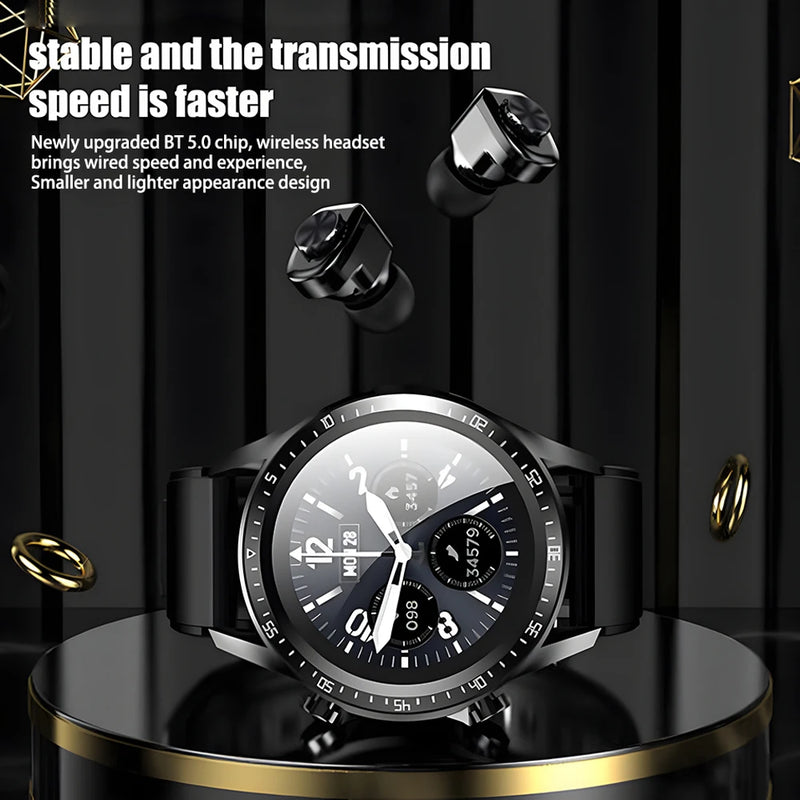 TWS Bluetooth Headset Watch 2-in-1 Wireless Dual Headphone Connection Mobile Fitness Sports Smart Watch Health Monitor