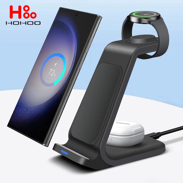 Wireless Charger 3 in 1 For iPhone 15 14 13 Pro Max 30W Fast Charging Dock Station For Samsung Galaxy S24 Ultra Induction Stand