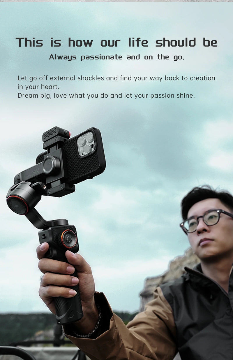 Master Cinematic Content with the Hohem iSteady M6 AI Gimbal Stabilizer, Hohem-iSteady M6 Kit Gimbal for Smartphone, 3-Axis Gimbal, AI Tracker, Fill Light, for iPhone 15 Pro Max and Android Stabilizer