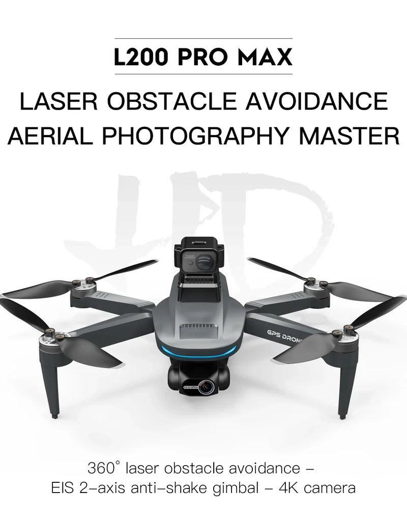 L200 PRO MAX Drone 4K Professional EIS 2-Axis Gimbal GPS Dron 360° Obstacle Avoidance Brushless Motor FPV RC Quadcopter Toy Gift