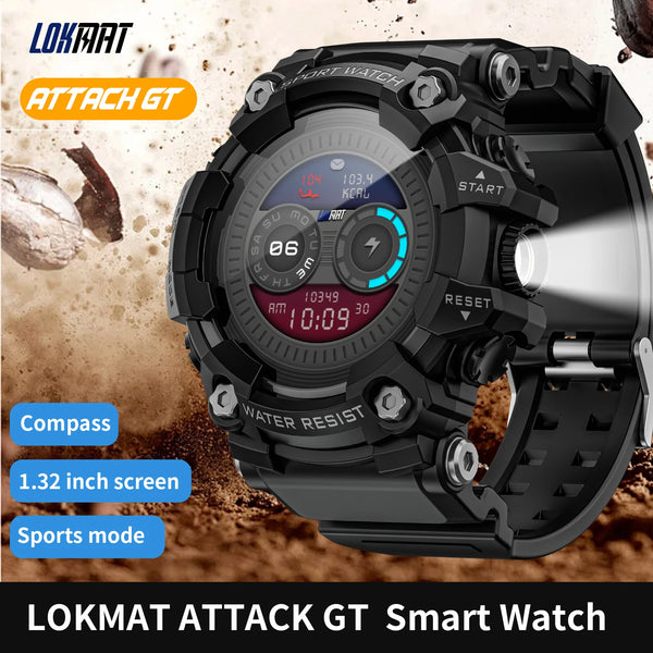 Upgrade Your Fitness with the LOKMAT ATTACK-GT Rugged Smartwatch, LOKMAT ATTACK-GT Upgrade Sport Smart Watch Waterproof Bluetooth Calls Rugged Smartwatches Flashlight Fitness Tracker for Phone