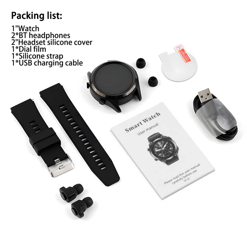 TWS Bluetooth Headset Watch 2-in-1 Wireless Dual Headphone Connection Mobile Fitness Sports Smart Watch Health Monitor