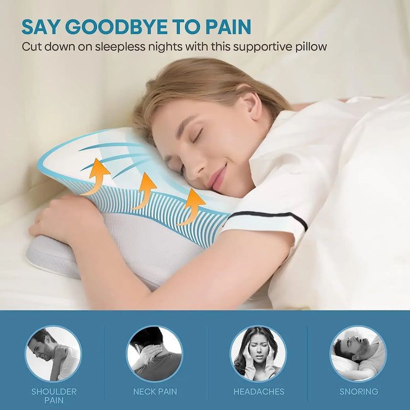 New Cozy, Supportive, and Restful: Enhanced Comfort with Ergonomically Designed Memory Foam Pillow for Ultimate Sleep Quality, I