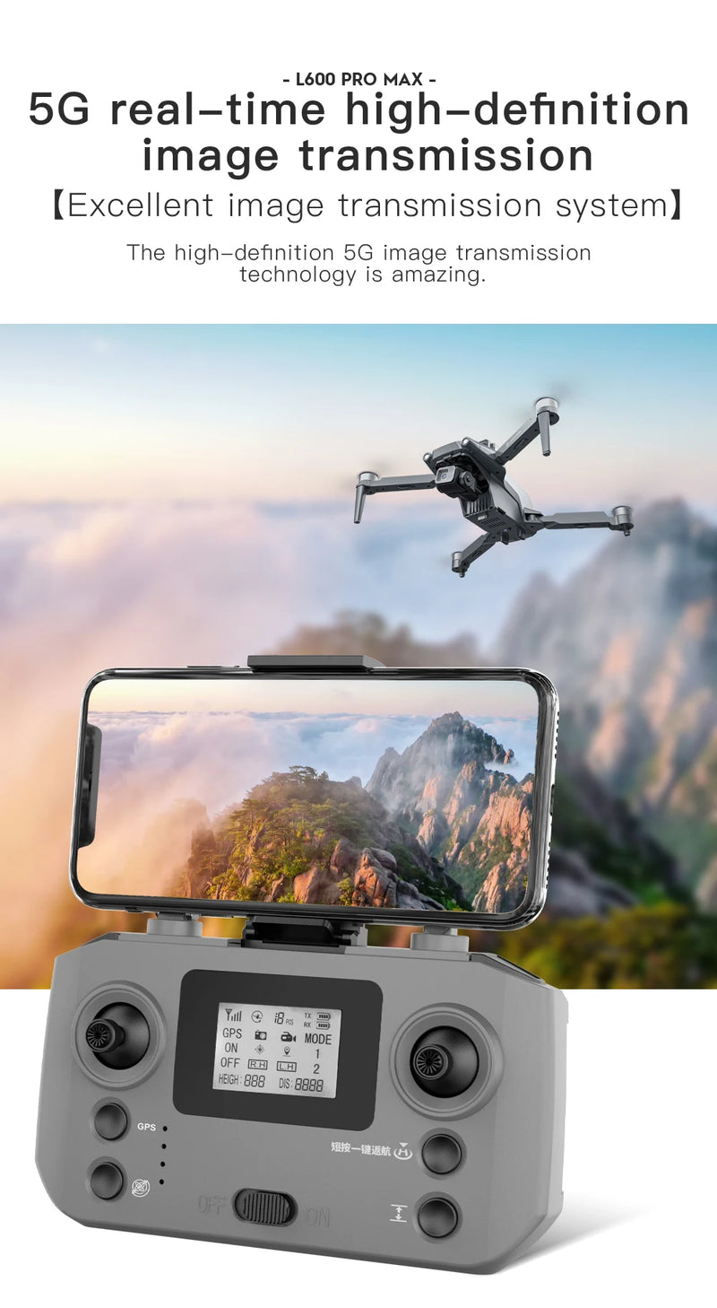 Explore the Skies with the L600 PRO MAX 4K Drone: Precision Meets Power, Capture Stunning Aerial Footage with the L200 PRO MAX 4K Drone, L600 PRO MAX GPS Drone 4K Professional 3-Axis PTZ HD Dual Camera 5G WIFI Obstacle Avoida