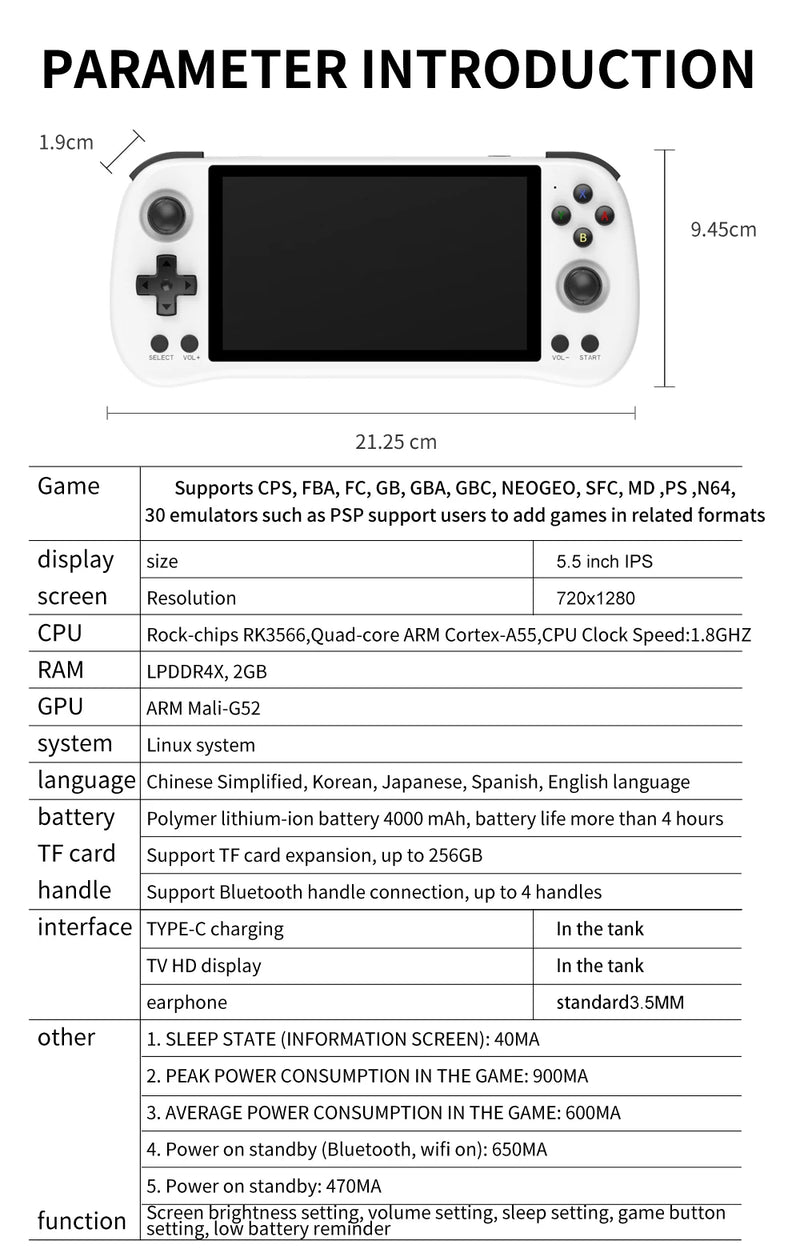 POWKIDDY X55 Retro Opendinglinux Video Handheld Game Console 5.5 Inch 1280*720 HD IPS Screen Rk3566 Jelos Syst Children's gifts