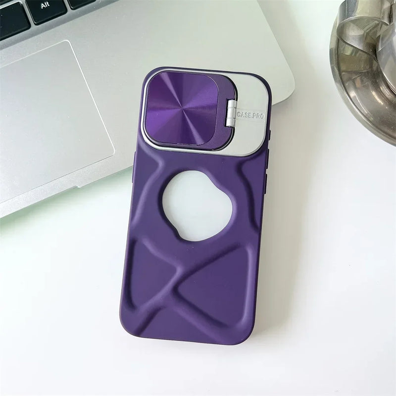 Fashion Logo Hole Magnetic Case for iPhone 16 15 14 13 12 Pro Max Plus Lens Protection Flip Bracket Magsafe Silicone Soft Cover