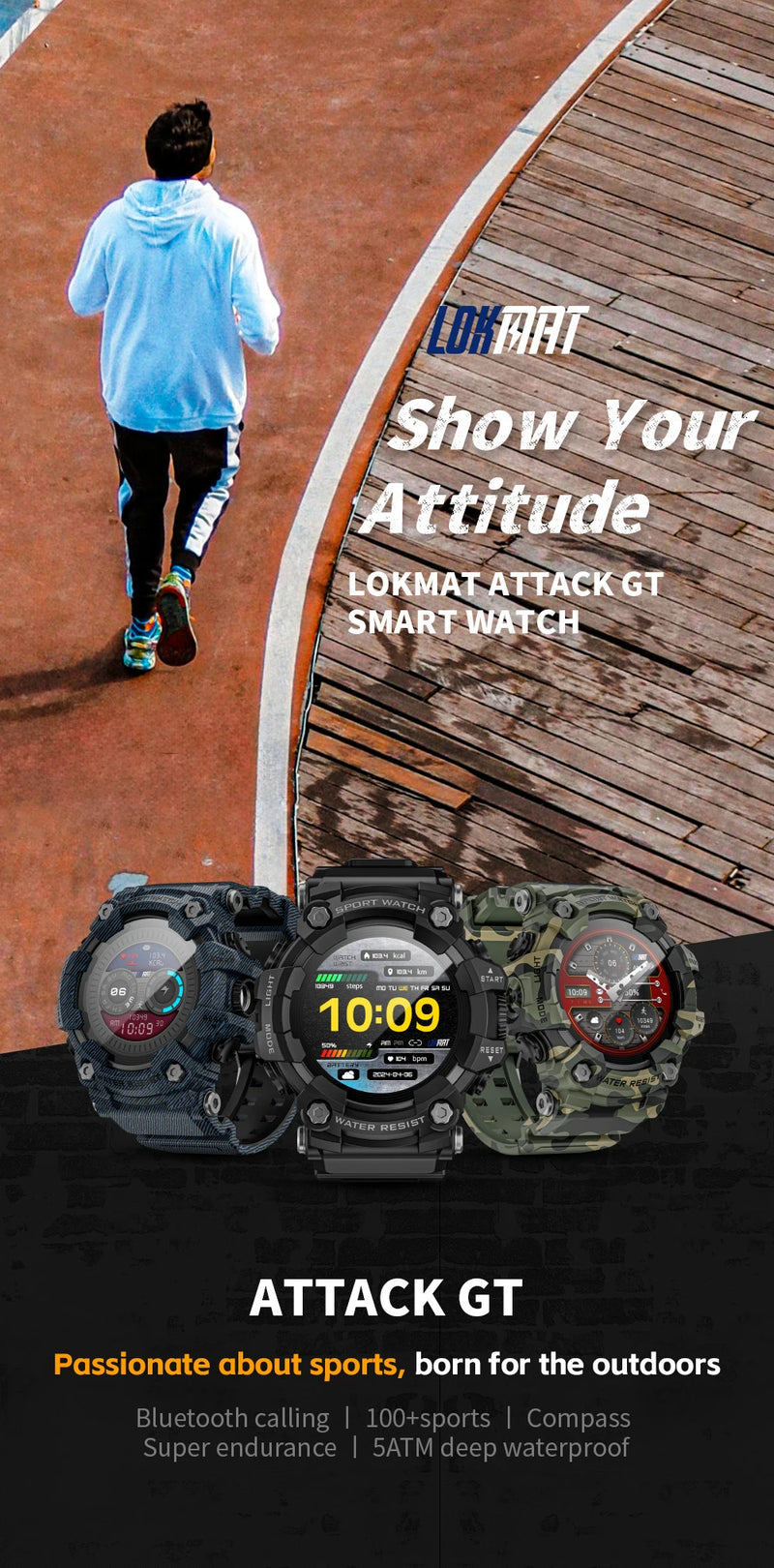 Upgrade Your Fitness with the LOKMAT ATTACK-GT Rugged Smartwatch, LOKMAT ATTACK-GT Upgrade Sport Smart Watch Waterproof Bluetooth Calls Rugged Smartwatches Flashlight Fitness Tracker for Phone