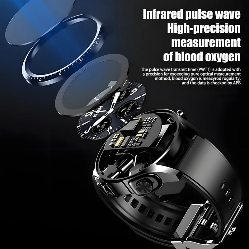 TWS Bluetooth Headset Watch 2-in-1 Wireless Dual Headphone Connection Mobile Fitness Sports Smart Watch Health Monitor