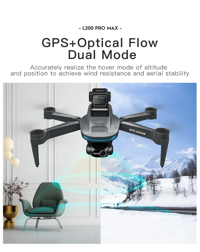 L200 PRO MAX Drone 4K Professional EIS 2-Axis Gimbal GPS Dron 360° Obstacle Avoidance Brushless Motor FPV RC Quadcopter Toy Gift