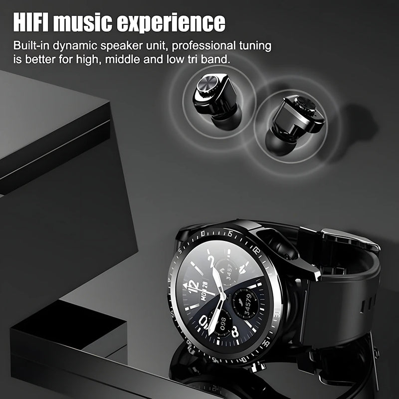 TWS Bluetooth Headset Watch 2-in-1 Wireless Dual Headphone Connection Mobile Fitness Sports Smart Watch Health Monitor