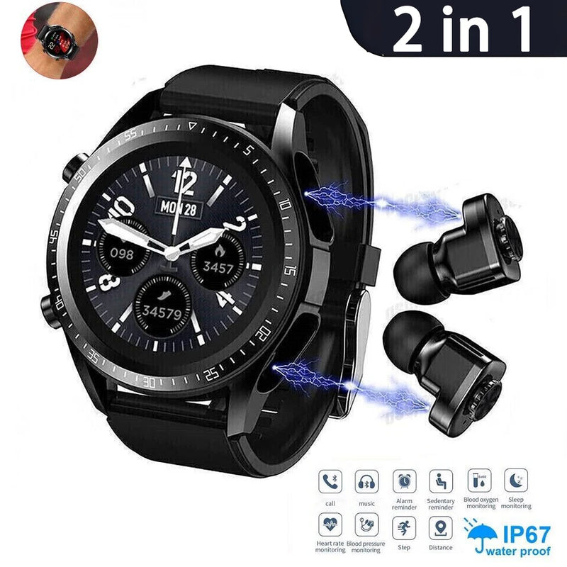 TWS Bluetooth Headset Watch 2-in-1 Wireless Dual Headphone Connection Mobile Fitness Sports Smart Watch Health Monitor