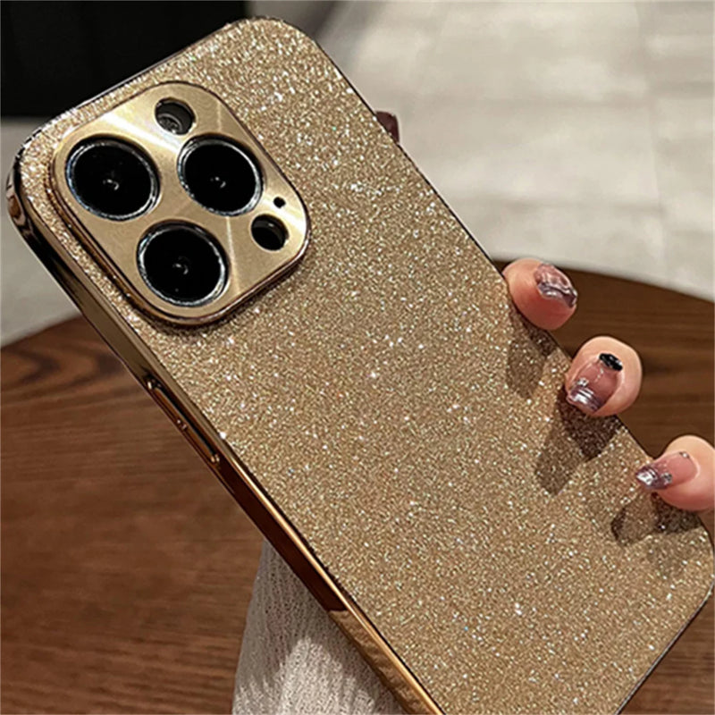 Luxury Glitter Bling Star Diamond Phone Case For iPhone 15 14 13 12 Pro Max Electroplated Shiny Camera Soft Silicone Back Cover