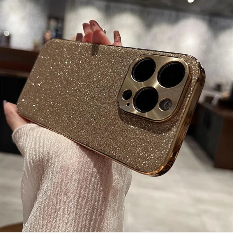 Luxury Glitter Bling Star Diamond Phone Case For iPhone 15 14 13 12 Pro Max Electroplated Shiny Camera Soft Silicone Back Cover