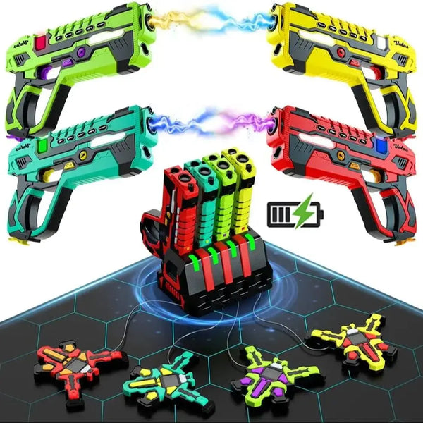 VATOS Upgrade Data Sync Laser Tag Guns Vests x4 Electric Infrared Guns Shooting Game Set Toy for Kids Teens Indoor Outdoor Games