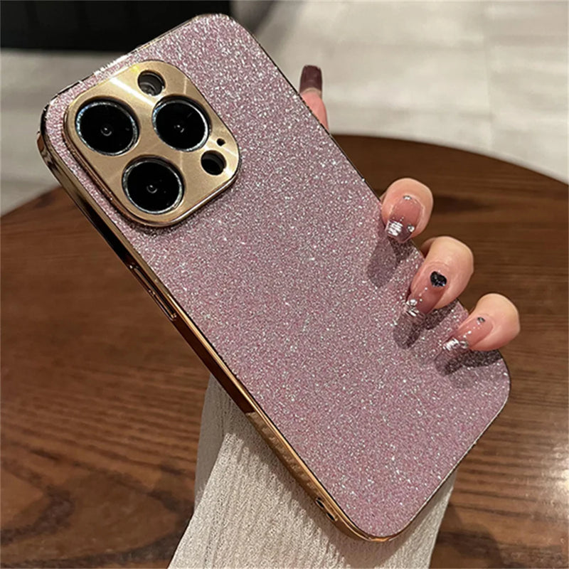 Luxury Glitter Bling Star Diamond Phone Case For iPhone 15 14 13 12 Pro Max Electroplated Shiny Camera Soft Silicone Back Cover