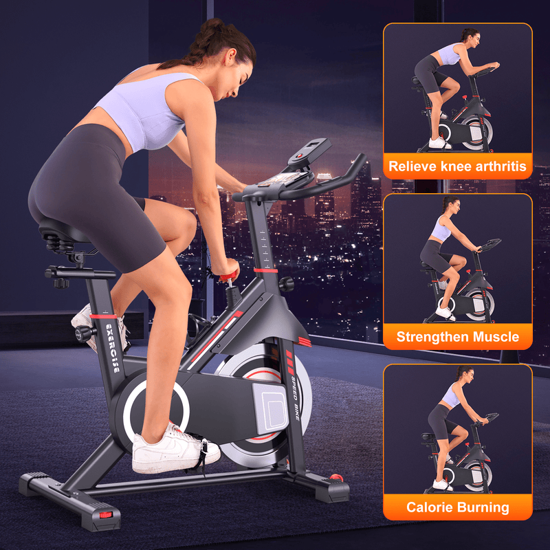 Transform Your Home Workouts with the Ultimate Stationary Exercise Bike, Exercise Bike Stationary Bikes Heavy-Duty Steel Frame Adjustable Resistance Ipad Mount & LCD Monitor with Pulse Indoor Cycling Bike Home Gym Equipment for Height 4.9-6.4 FT