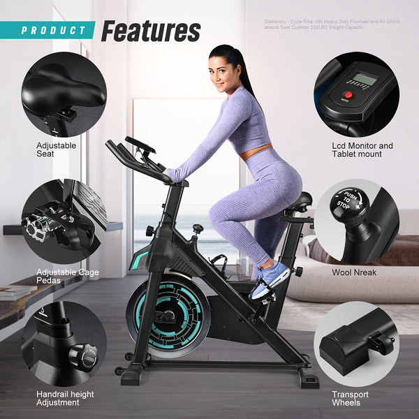 Elevate Your Home Fitness with a Premium Magnetic Resistance Exercise Bike, Adjustable Magnetic Resistance Silent Belt Drive, Indoor Cycling Bike for Home Cardio Gym with 350lbs/300lbs Weight Capacity, Monitor with Pulse & Ipad Mount &Upgraded Version