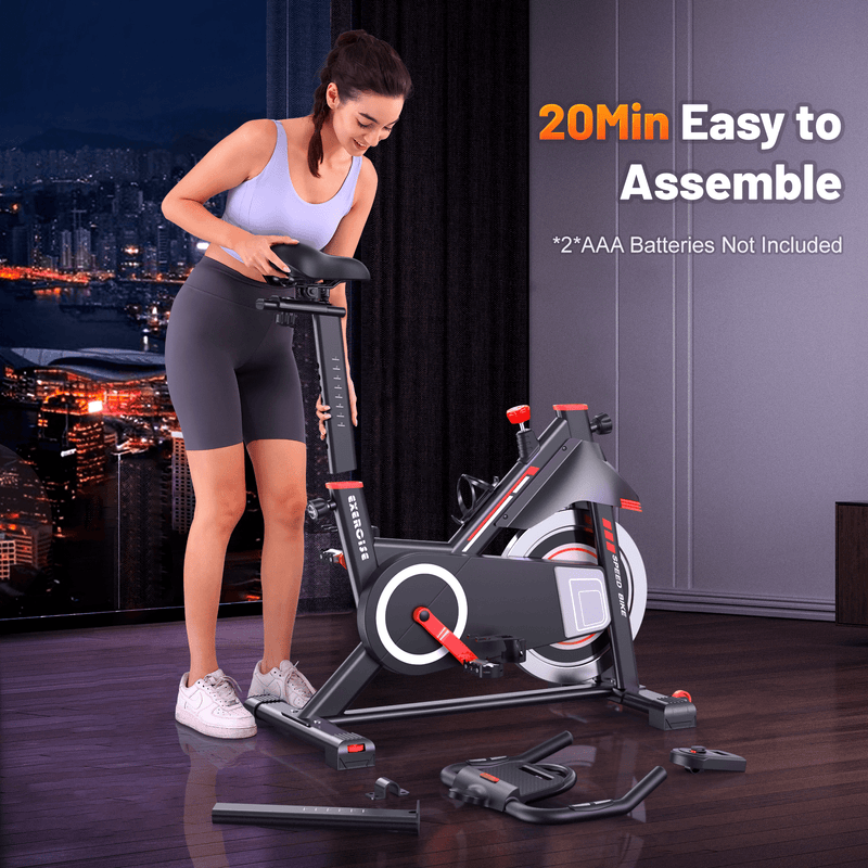 Transform Your Home Workouts with the Ultimate Stationary Exercise Bike, Exercise Bike Stationary Bikes Heavy-Duty Steel Frame Adjustable Resistance Ipad Mount & LCD Monitor with Pulse Indoor Cycling Bike Home Gym Equipment for Height 4.9-6.4 FT